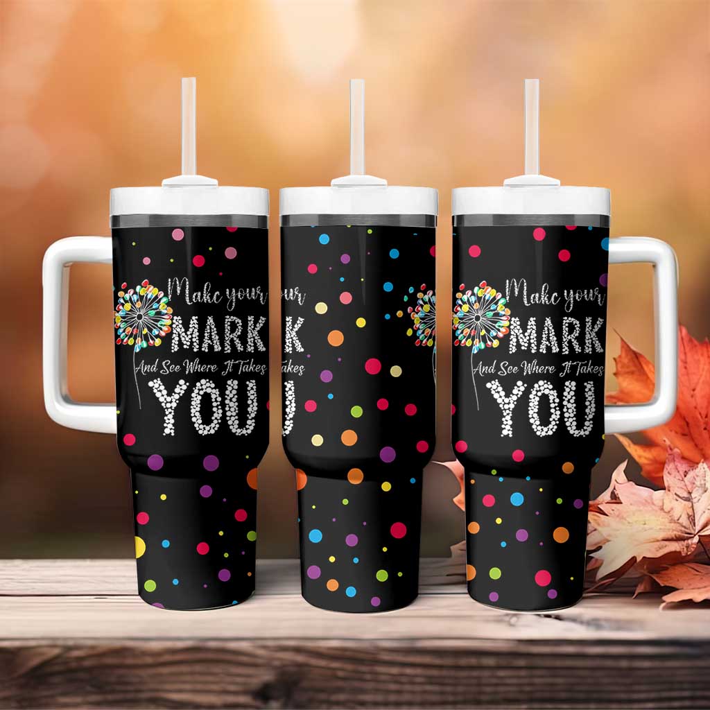 International Dot Day Tumbler With Handle Make Your Mark Girls Boys Colorful Dandelion