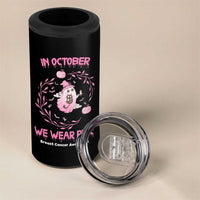 Cute Ghost Halloween Breast Cancer Awareness 4 in 1 Can Cooler Tumbler In October We Wear Pink - Wonder Print Shop