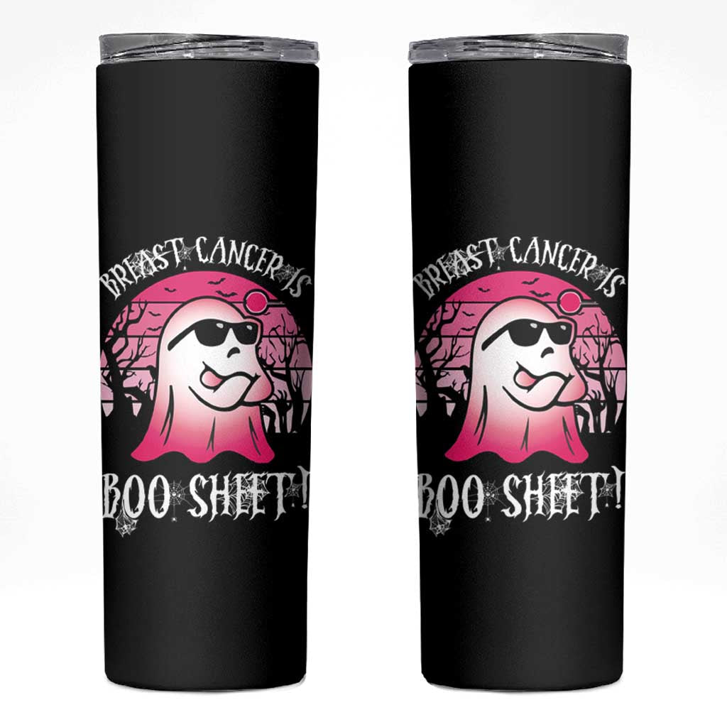 Breast Cancer Is Boo Sheet Skinny Tumbler Halloween Pink Ghost - Wonder Print Shop