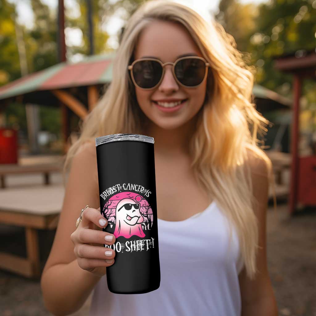 Breast Cancer Is Boo Sheet Skinny Tumbler Halloween Pink Ghost - Wonder Print Shop