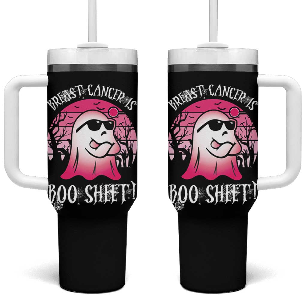 Breast Cancer Is Boo Sheet Tumbler With Handle Halloween Pink Ghost - Wonder Print Shop