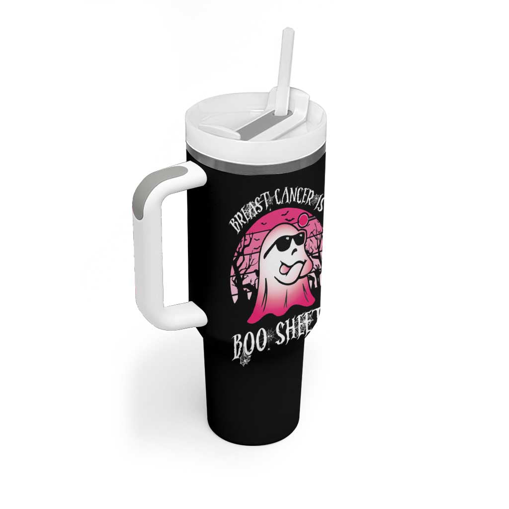 Breast Cancer Is Boo Sheet Tumbler With Handle Halloween Pink Ghost - Wonder Print Shop