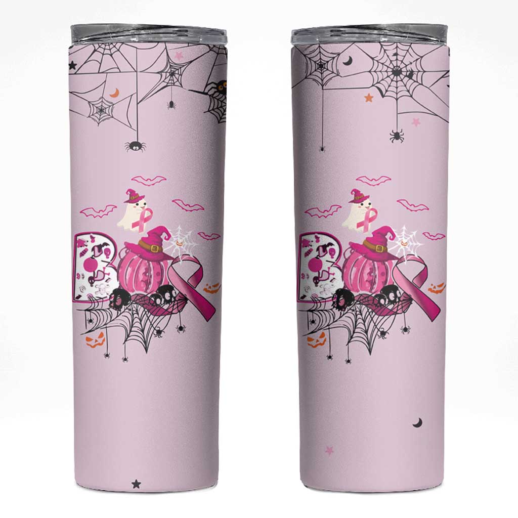 Pink Ghost Halloween Skinny Tumbler Funny Breast Cancer Ribbon - Wonder Print Shop