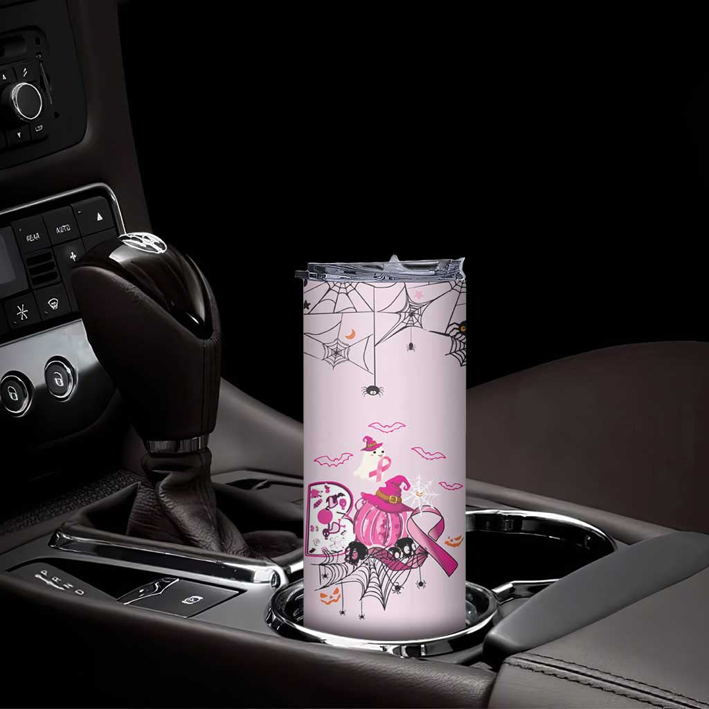 Pink Ghost Halloween Skinny Tumbler Funny Breast Cancer Ribbon - Wonder Print Shop