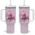 Pink Ghost Halloween Tumbler With Handle Funny Breast Cancer Ribbon - Wonder Print Shop