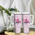 Pink Ghost Halloween Tumbler With Handle Funny Breast Cancer Ribbon - Wonder Print Shop