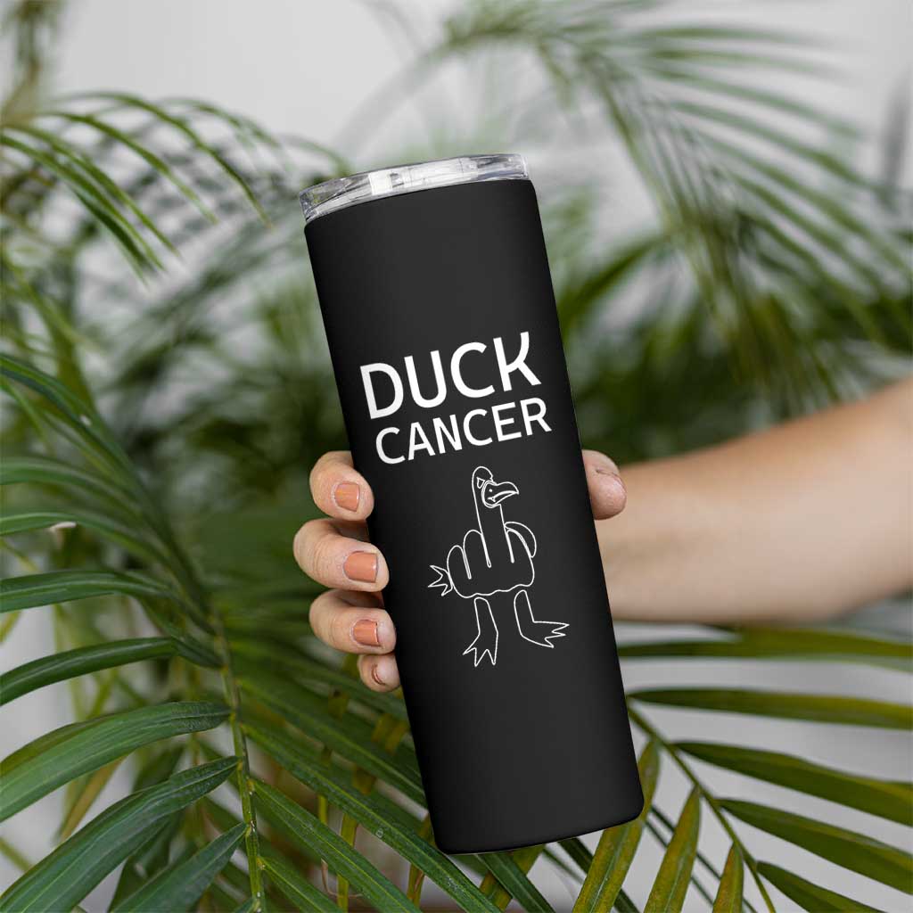Funny Cancer Fighter Skinny Tumbler Middle Finger Duck Cancer You Picked The Wrong Bitch Chemo Patient Gift