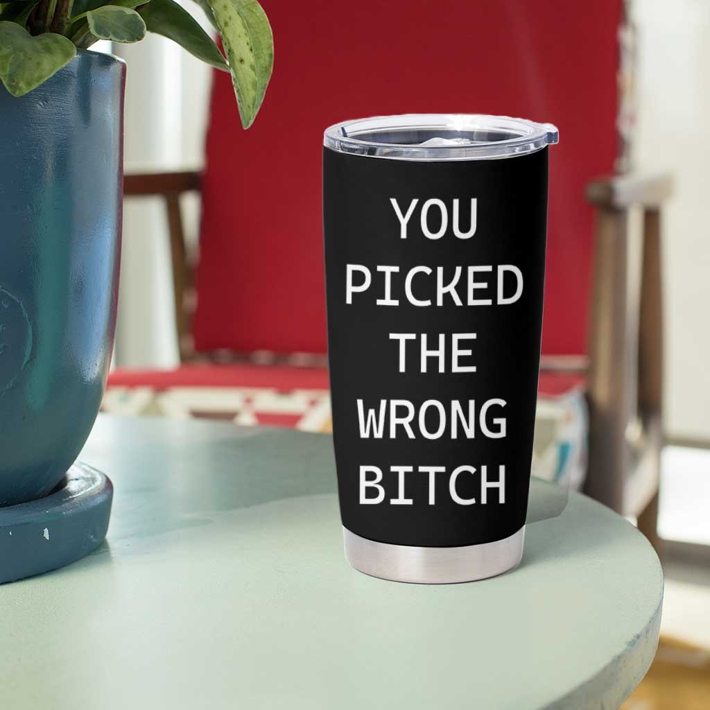 Funny Cancer Fighter Tumbler Cup Middle Finger Duck Cancer You Picked The Wrong Bitch Chemo Patient Gift