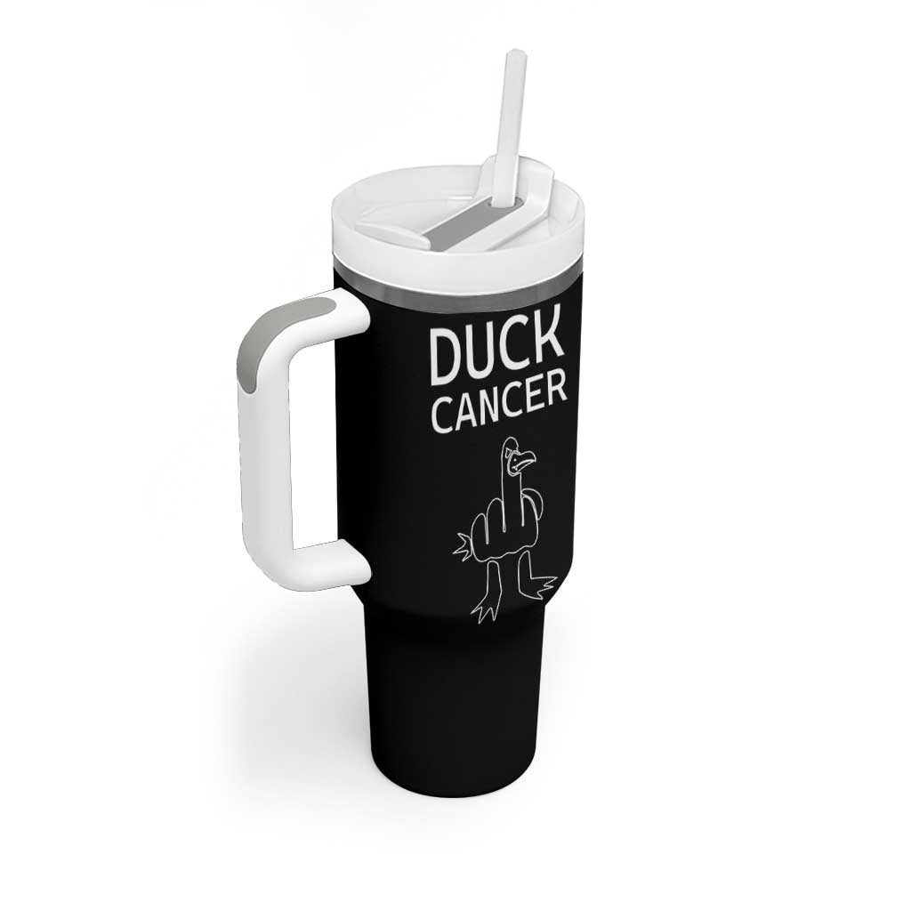 Funny Cancer Fighter Tumbler With Handle Middle Finger Duck Cancer You Picked The Wrong Bitch Chemo Patient Gift