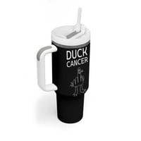 Funny Cancer Fighter Tumbler With Handle Middle Finger Duck Cancer You Picked The Wrong Bitch Chemo Patient Gift