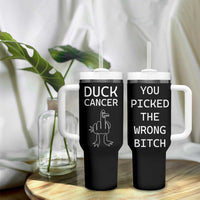 Funny Cancer Fighter Tumbler With Handle Middle Finger Duck Cancer You Picked The Wrong Bitch Chemo Patient Gift