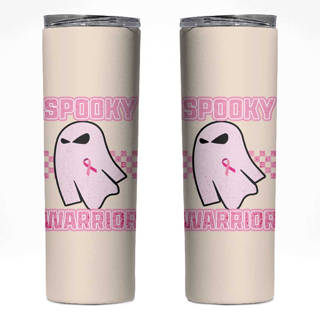 Breast Cancer Awareness Skinny Tumbler Pink Ribbon Boojee Halloween Spooky Warriror - Wonder Print Shop