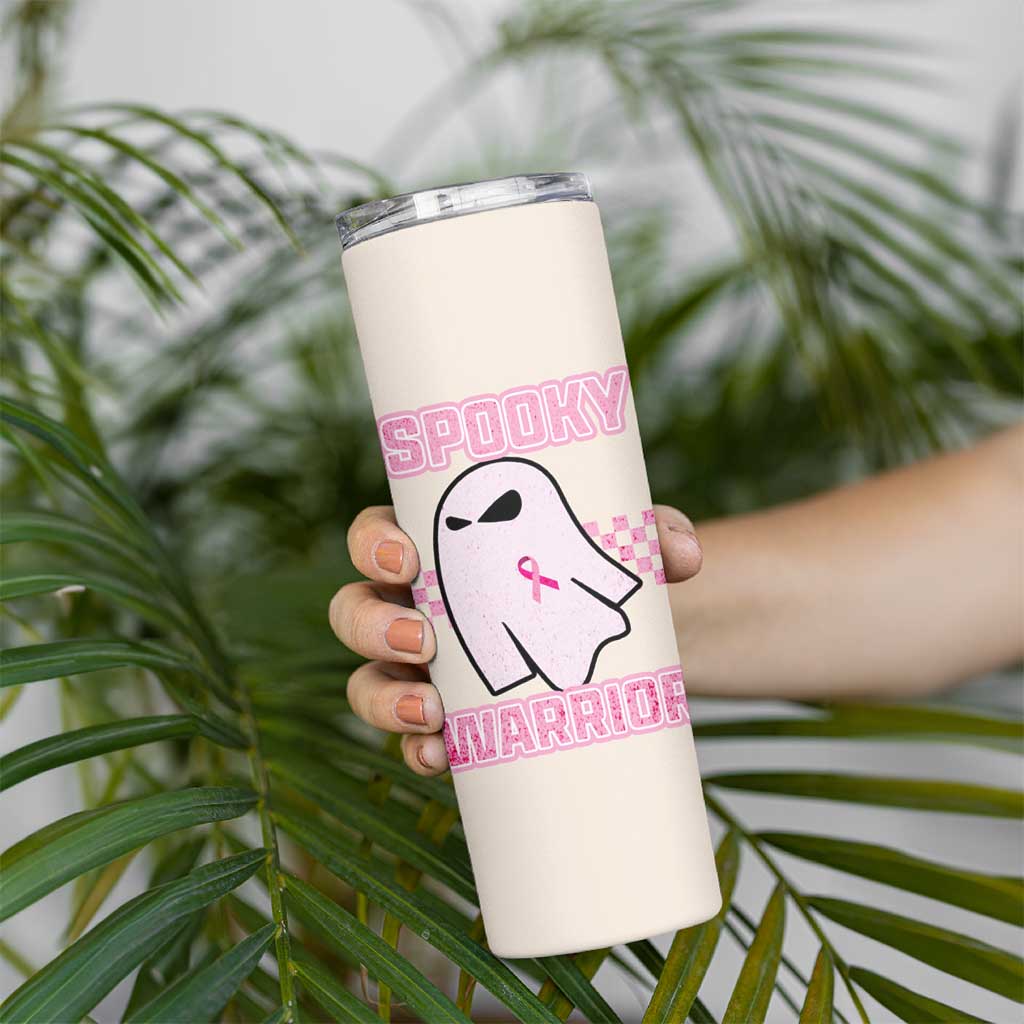 Breast Cancer Awareness Skinny Tumbler Pink Ribbon Boojee Halloween Spooky Warriror - Wonder Print Shop