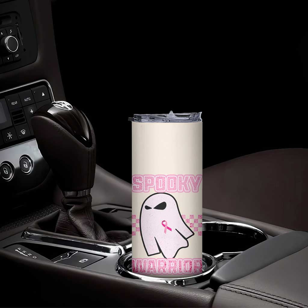 Breast Cancer Awareness Skinny Tumbler Pink Ribbon Boojee Halloween Spooky Warriror - Wonder Print Shop