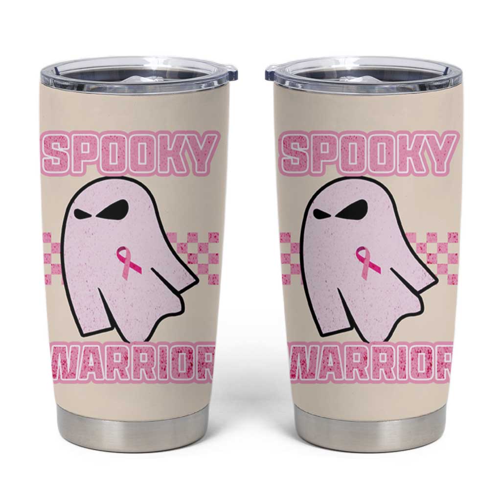 Breast Cancer Awareness Tumbler Cup Pink Ribbon Boojee Halloween Spooky Warriror - Wonder Print Shop