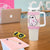 Breast Cancer Awareness Tumbler With Handle Pink Ribbon Boojee Halloween Spooky Warriror - Wonder Print Shop