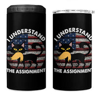 Subtle FDT Black Cat Meme 4 in 1 Can Cooler Tumbler I Understand The Assignment American Flag