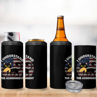 Subtle FDT Black Cat Meme 4 in 1 Can Cooler Tumbler I Understand The Assignment American Flag