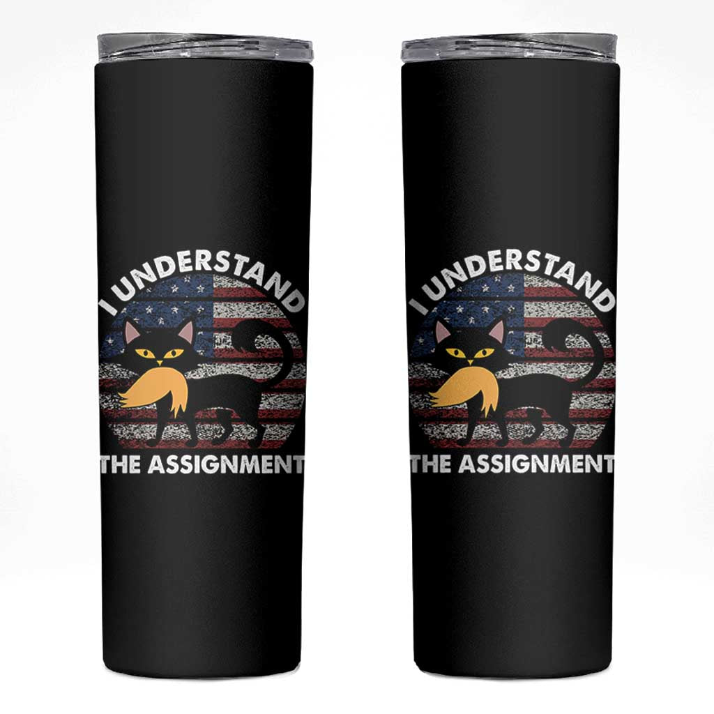 Subtle FDT Black Cat Meme Skinny Tumbler I Understand The Assignment American Flag