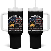 Subtle FDT Black Cat Meme Tumbler With Handle I Understand The Assignment American Flag