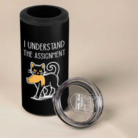 Subtle FDT Black Cat Meme 4 in 1 Can Cooler Tumbler I Understand The Assignment