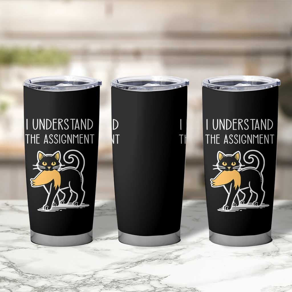 Subtle FDT Black Cat Meme Tumbler Cup I Understand The Assignment