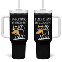 Subtle FDT Black Cat Meme Tumbler With Handle I Understand The Assignment