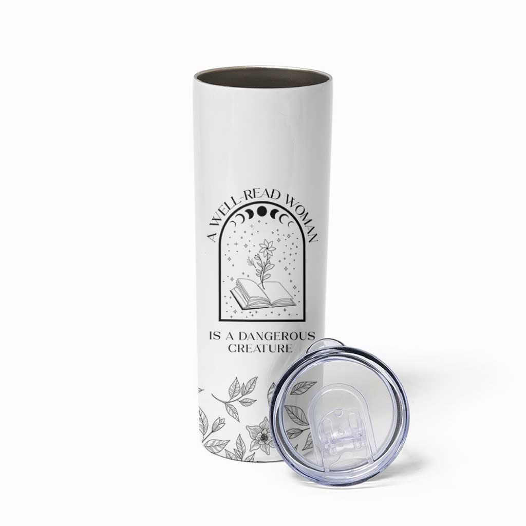 Book Lover Skinny Tumbler Floral Library A Well Read Woman Is A Dangerous Creature