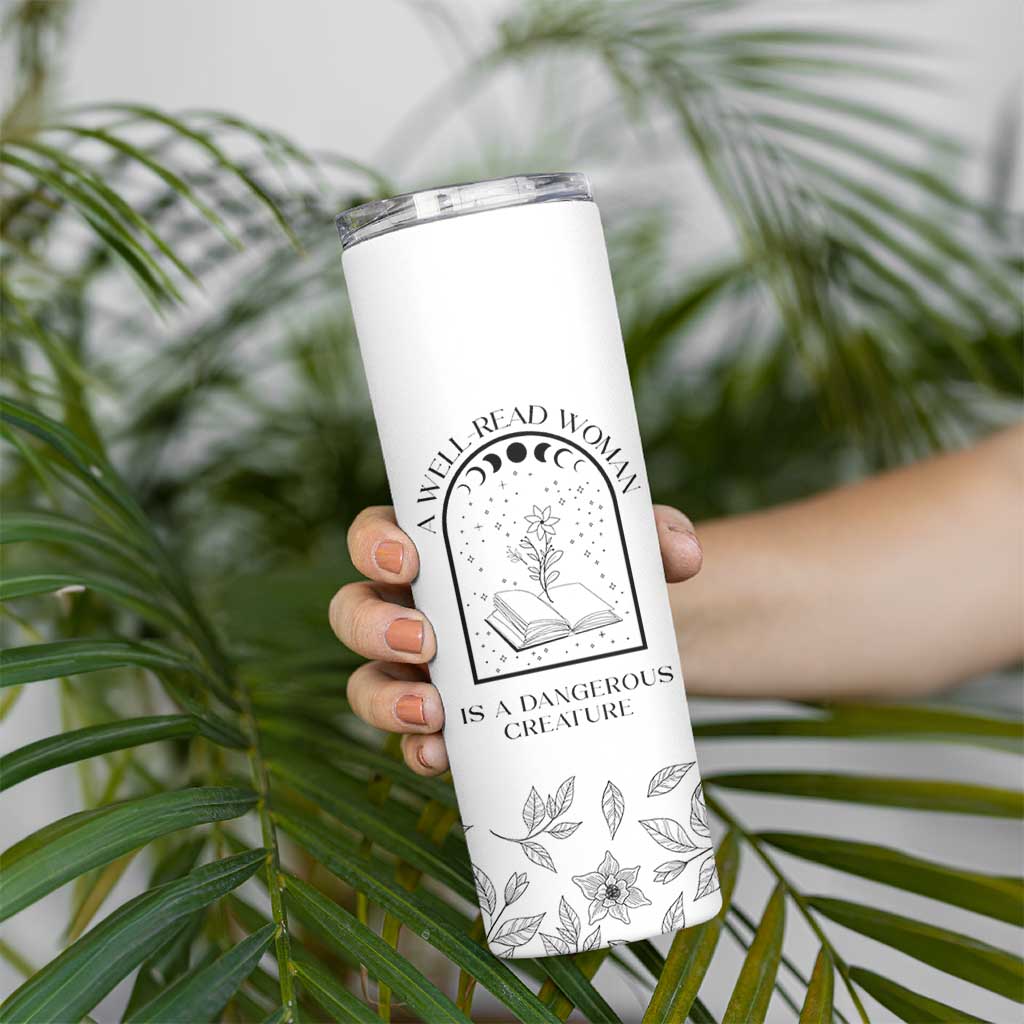 Book Lover Skinny Tumbler Floral Library A Well Read Woman Is A Dangerous Creature