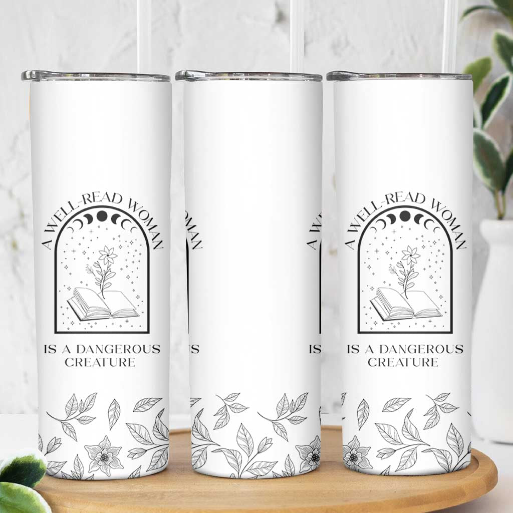 Book Lover Skinny Tumbler Floral Library A Well Read Woman Is A Dangerous Creature