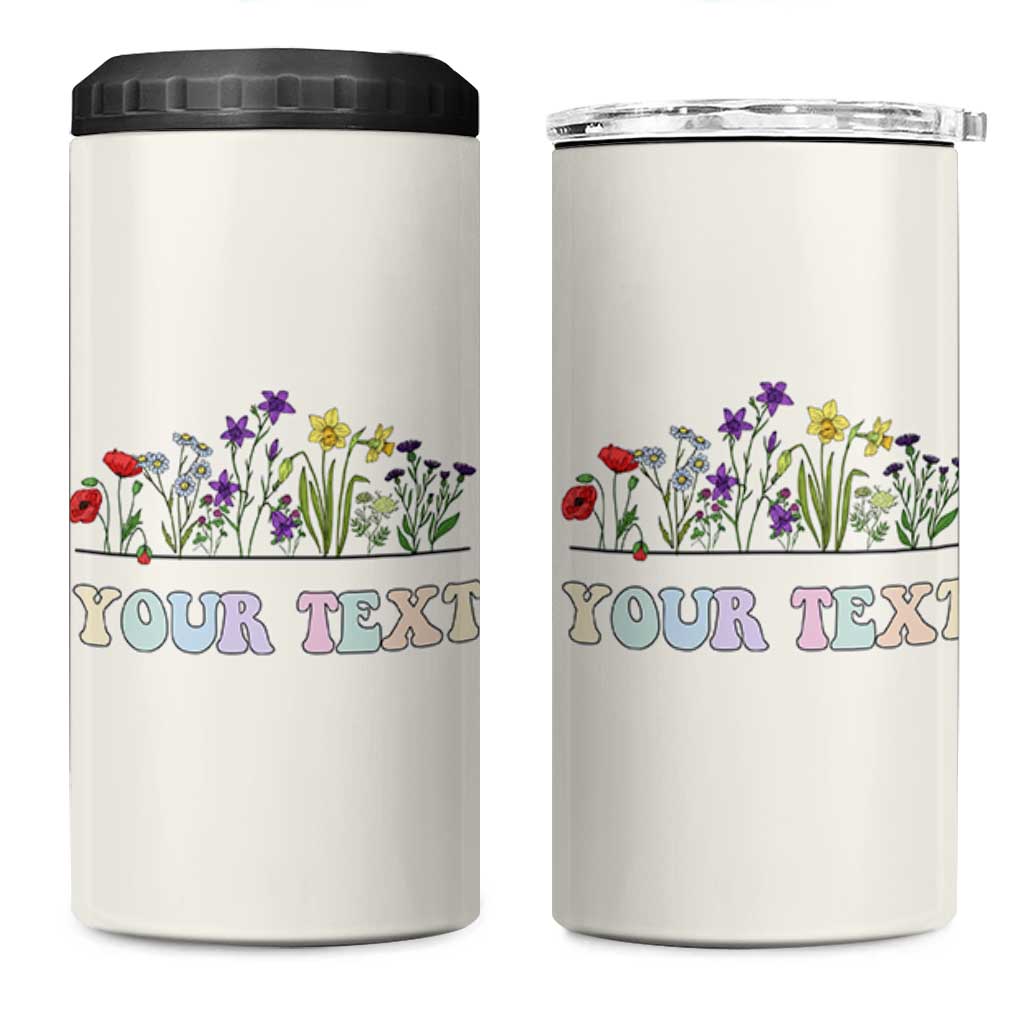 Personalized Wildflower Floral 4 in 1 Can Cooler Tumbler Custom Name Birthday Gifts For Her Mothers Day