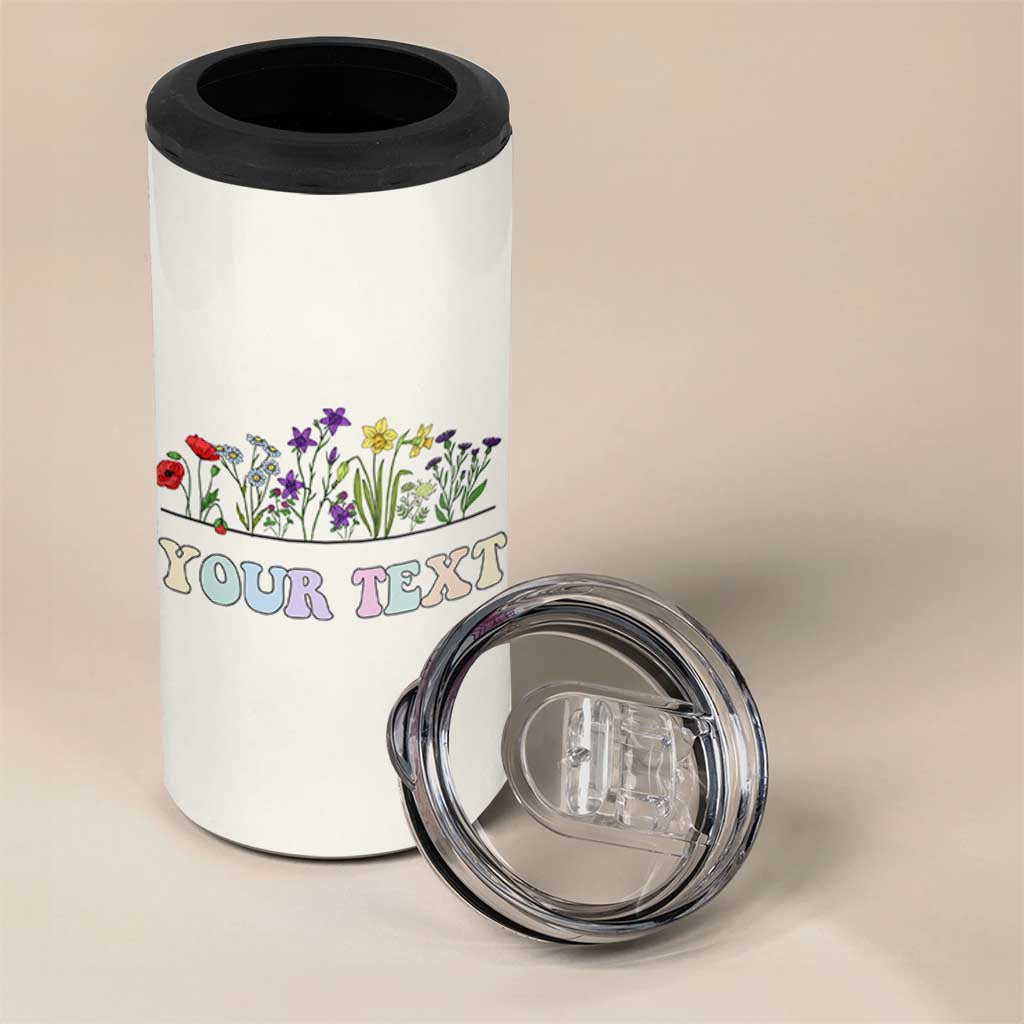 Personalized Wildflower Floral 4 in 1 Can Cooler Tumbler Custom Name Birthday Gifts For Her Mothers Day