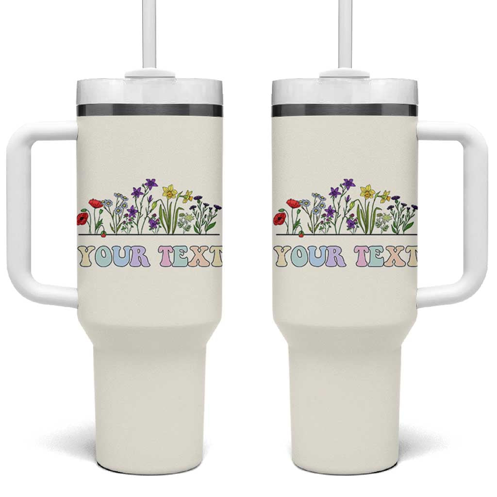 Personalized Wildflower Floral Tumbler With Handle Custom Name Birthday Gifts For Her Mothers Day