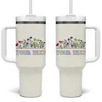 Personalized Wildflower Floral Tumbler With Handle Custom Name Birthday Gifts For Her Mothers Day