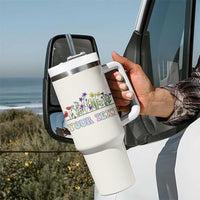 Personalized Wildflower Floral Tumbler With Handle Custom Name Birthday Gifts For Her Mothers Day