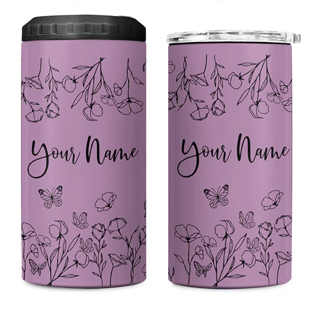 Personalized Wildflower Floral 4 in 1 Can Cooler Tumbler Custom Name Gifts For Her Mothers Day Gift