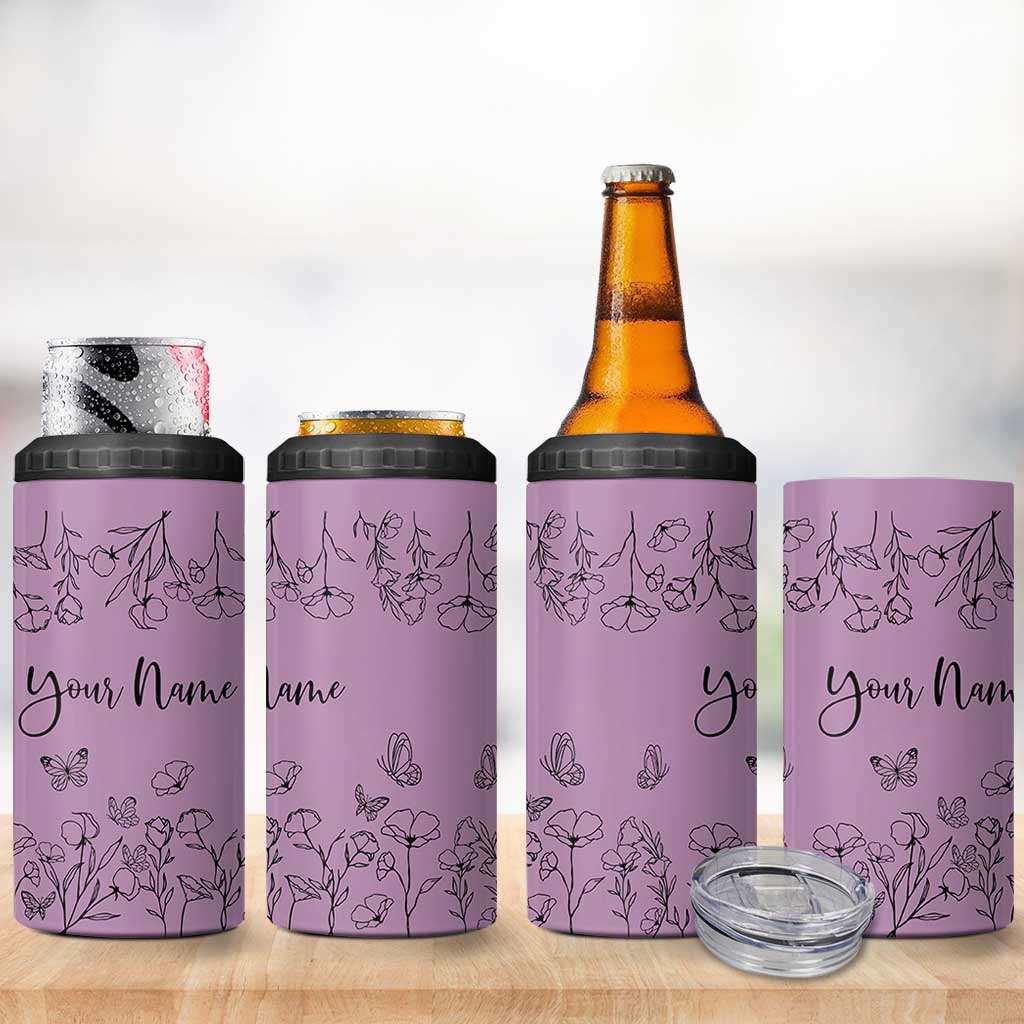 Personalized Wildflower Floral 4 in 1 Can Cooler Tumbler Custom Name Gifts For Her Mothers Day Gift