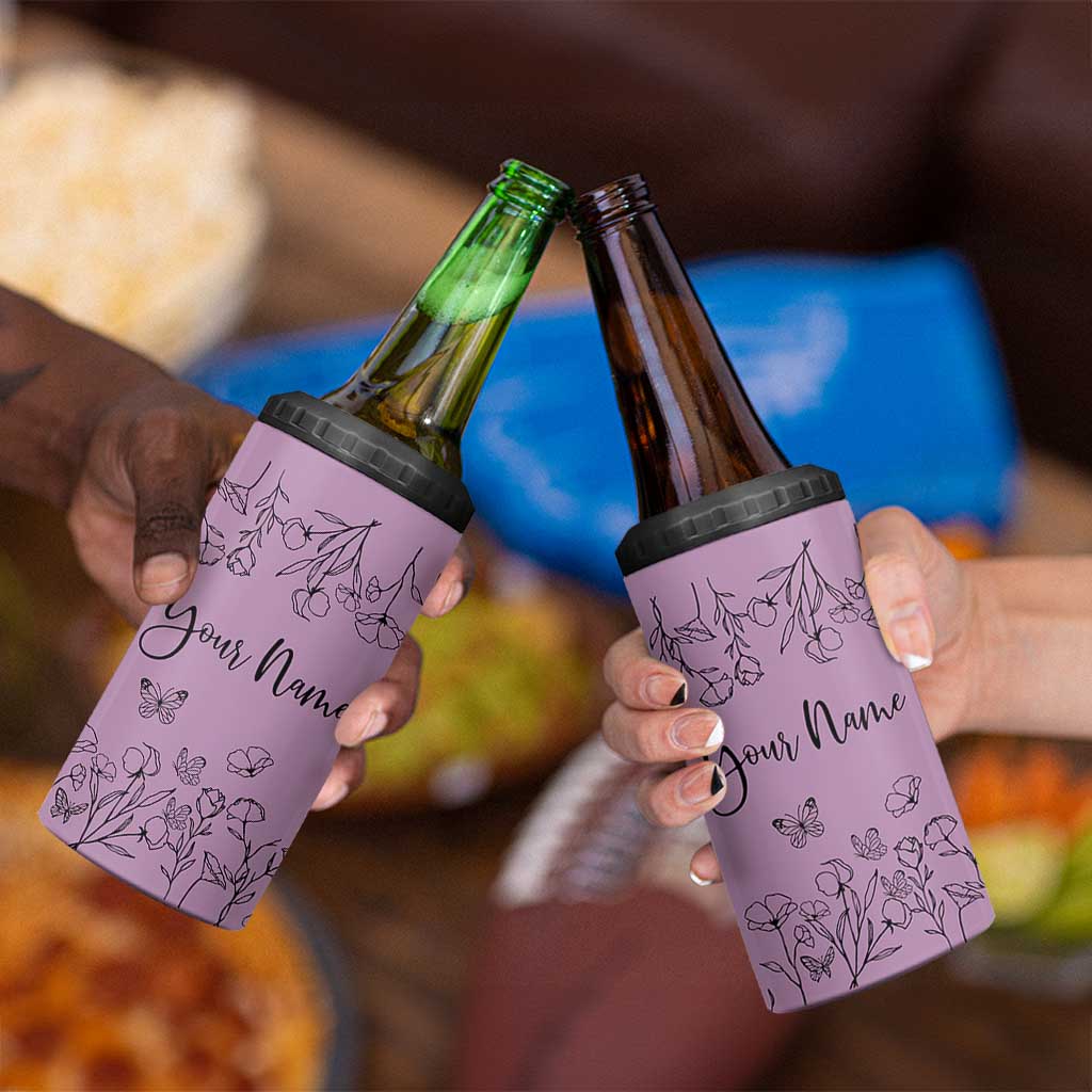 Personalized Wildflower Floral 4 in 1 Can Cooler Tumbler Custom Name Gifts For Her Mothers Day Gift