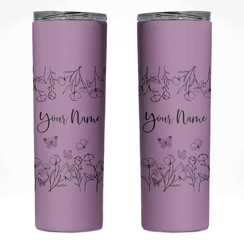 Personalized Wildflower Floral Skinny Tumbler Custom Name Gifts For Her Mothers Day Gift