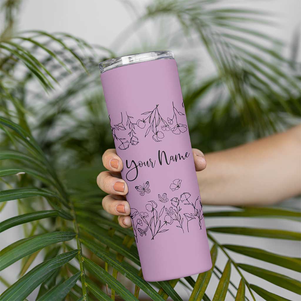 Personalized Wildflower Floral Skinny Tumbler Custom Name Gifts For Her Mothers Day Gift