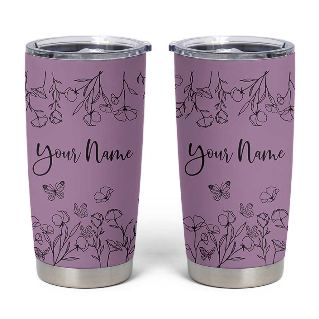 Personalized Wildflower Floral Tumbler Cup Custom Name Gifts For Her Mothers Day Gift