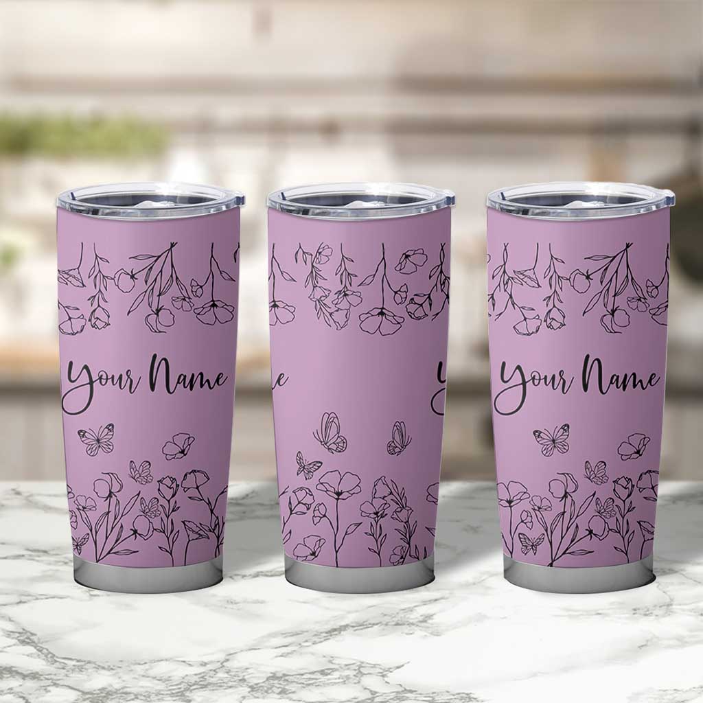 Personalized Wildflower Floral Tumbler Cup Custom Name Gifts For Her Mothers Day Gift