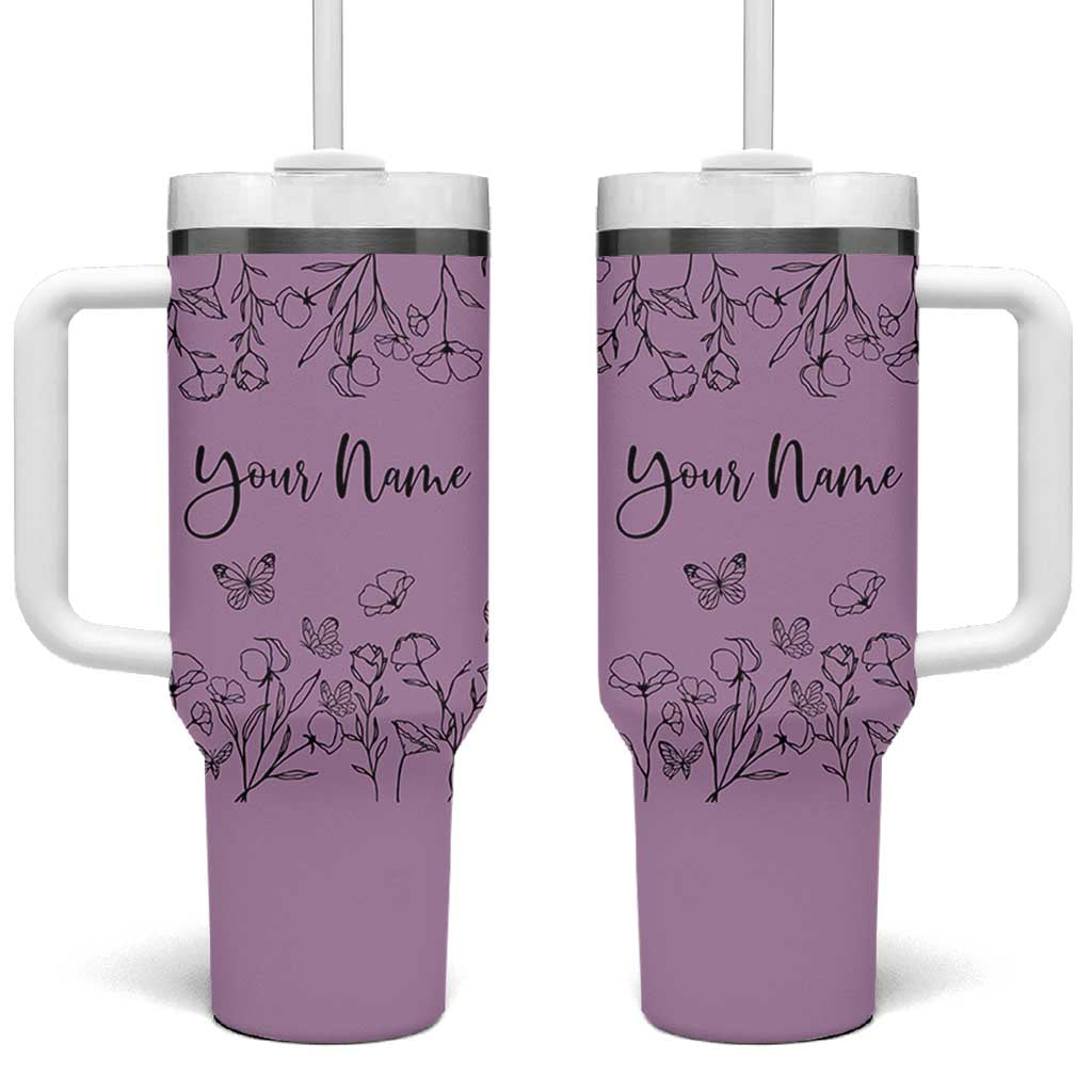 Personalized Wildflower Floral Tumbler With Handle Custom Name Gifts For Her Mothers Day Gift