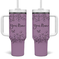 Personalized Wildflower Floral Tumbler With Handle Custom Name Gifts For Her Mothers Day Gift