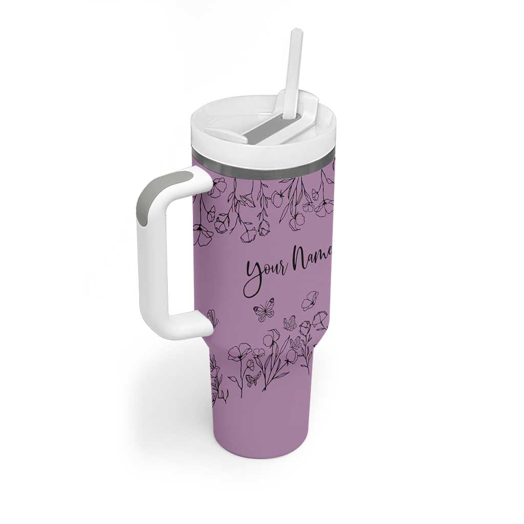 Personalized Wildflower Floral Tumbler With Handle Custom Name Gifts For Her Mothers Day Gift