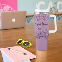 Personalized Wildflower Floral Tumbler With Handle Custom Name Gifts For Her Mothers Day Gift