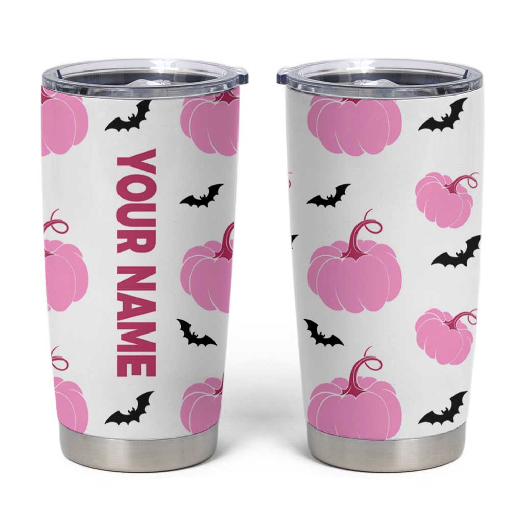 Personalized Halloween Iced Coffee Tumbler Cup Custom Name Pink Pumpkin - Wonder Print Shop