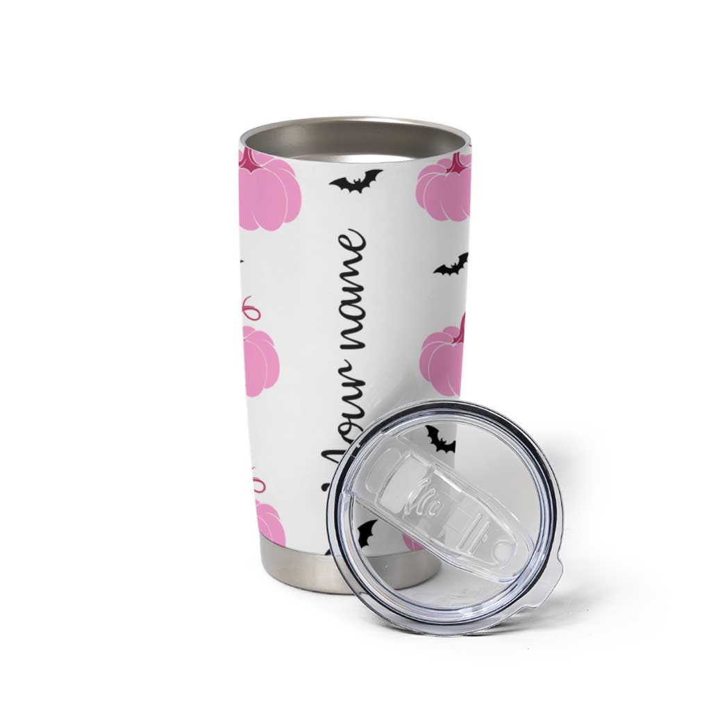 Personalized Halloween Iced Coffee Tumbler Cup Custom Name Pink Pumpkin Cup - Wonder Print Shop