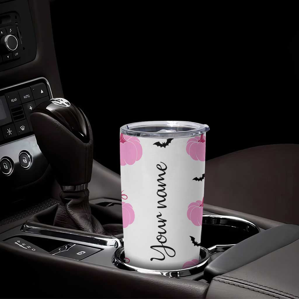 Personalized Halloween Iced Coffee Tumbler Cup Custom Name Pink Pumpkin Cup - Wonder Print Shop