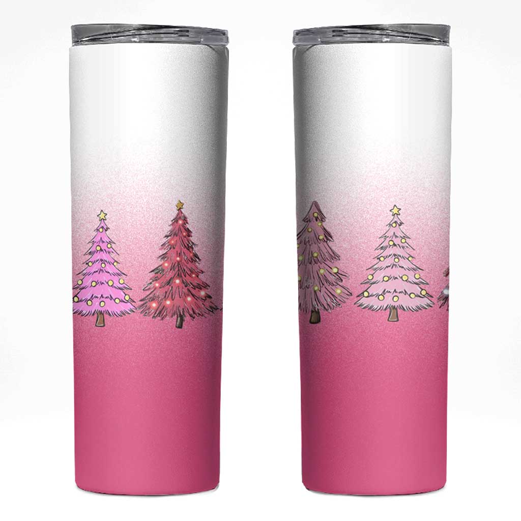 Pink Christmas Skinny Tumbler Xmas Trees Pinkmas Gift For Her - Wonder Print Shop